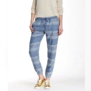 Level 99 Joggers Jackie Heritage Linen Blend Mid Rise Pull On Print Boho Size XL